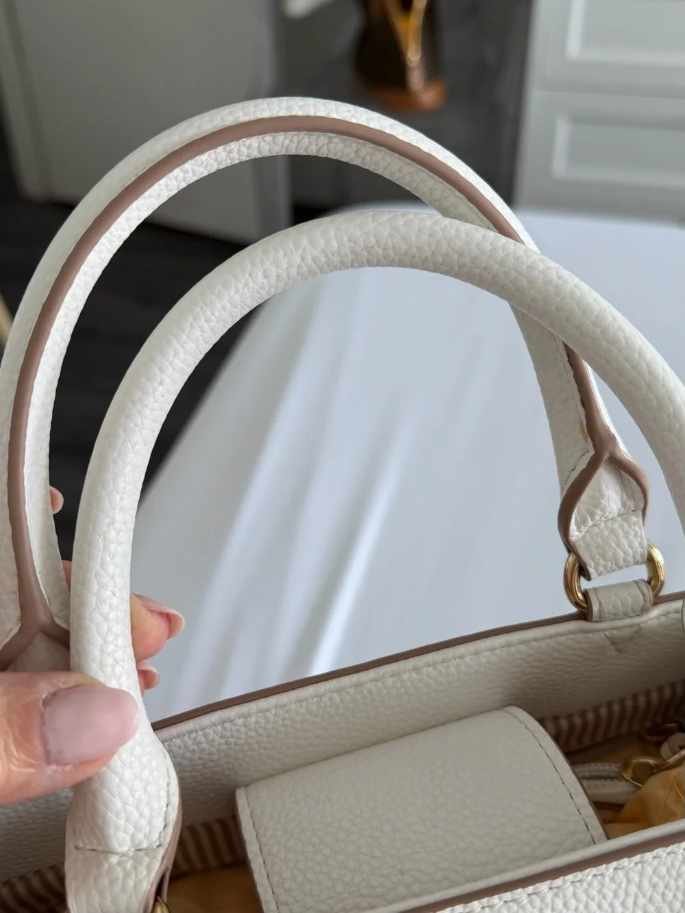 Nanette Lepore White & Natural Woven Satchel